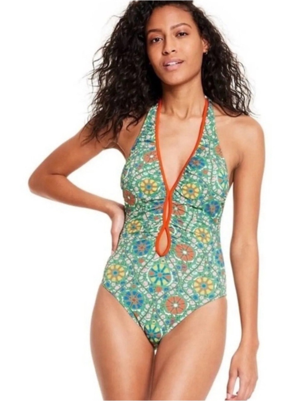 Rhode High Leg Cheeky One Piece Floral Swim Suit Size Medium (8-10) NWT